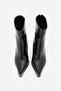 Women's Pointed Toe Back Zipper Thick Heeled Boots Zavoli Black Croco - 6
