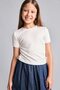 Crew Neck Combed Cotton Short Sleeve Ecru T-Shirt for Girls H7244A826Hs - 3