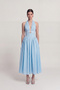 Polka Dot Patterned Halter Neck Zayla Dress with Pockets Blue - 6