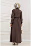 Guipure Detailed Dress-Brown - 4