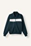 Boxy Fit Polo Collar Zippered Striped Sweatshirt Cardigan I0631Ax26Au