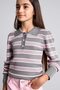 Regular Fit Polo Collar Striped Sweater for Girls I1736A826Au