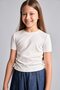 Crew Neck Combed Cotton Short Sleeve Ecru T-Shirt for Girls H7244A826Hs