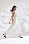 Heart Neckline Polka Dot Crepe Strap White Midi Dress I4176Ax26Sm - 3