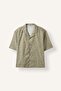 100% Cotton Boxy Fit Apaş Collar Printed Short Sleeve Khaki Shirt I3885Ax26Hs - 4