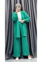 Seersucker Textured Belted Cardigan and Pants Double Set - 4