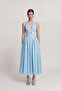 Polka Dot Patterned Halter Neck Zayla Dress with Pockets Blue