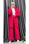 Seersucker Textured Belted Cardigan and Pants Double Set - 4