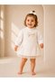 Girl's Ecru Tweed Dress Shirt Set with Bow Detail and Tulle, Ages 2-5