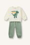 100% Cotton Dinosaur Printed Sweatshirt Top Elasticized Cuff Bottom 2-Piece Set Baby Boy H8482A526Au - 7