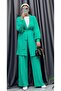 Seersucker Textured Belted Cardigan and Pants Double Set