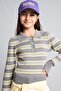 Regular Fit Polo Collar Striped Sweater for Girls I1736A826Au - 3