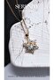 Snowflake Steel Necklace with White Zircon Stones Around It - 3