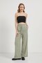 Women's Elastic Waist Wide Leg Khaki Baggy Trousers - 2