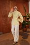Yellow 100% Cotton Linen Tunic |   Chinese Button and Sewing Detailed Long Tunic |   Slit Cut Relaxed Fit Stylish Modern Casual Hijab Women's Top Clothing |   Elegant Tunic Model Matching with Pants - 2