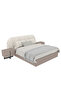Highpoint Solid Wood Design Bed Frame with Fabric Upholstered Backrest, 233X202Cm, Beige - 6