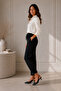 Women's Black Color Elastic Waist Ankle Length Double Leg Basic Model Trousers - 2