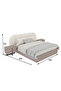 Highpoint Solid Wood Design Bed Frame with Fabric Upholstered Backrest, 233X202Cm, Beige - 3