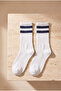 Towel Sole Striped Men's Socks Navy Blue - 3
