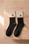 Unisex Dog Embroidered Socks Black - 3
