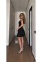 Black Silver Striped Sleeveless Dress |   Vmd1185 - 2