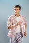 100% Cotton Boxy Fit Apaş Collar Printed Short Sleeve Lilac Shirt I3922Ax26Hs - 3