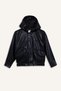 Water Repellent Hooded Faux Leather Jacket Coat Girls F9111A826Sp - 7