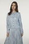 Jacquard Buttoned Shirt Collar Gray/Blue Suit 1738 - 2