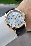 Gold Case Brown Color Adjustable Strap Numeral Men's Wristwatch