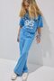 Short Sleeve Printed T-Shirt Pocket Wide Leg Sweatpants 2-Piece Set Girls E6413A826Au - 2