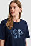 Women's Navy Blue Crew Neck Basic T-Shirt 50321690-Vr033 - 2