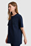 Women's Navy Blue Crew Neck Basic T-Shirt 50321690-Vr033 - 3