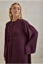 Nervür Motif Liyosel Abaya Bordo - 3