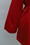 Round Neck Tie-Waist Combed Cotton Tunic -Red - 8