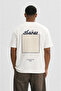 Men's Sonar Embroidery Detailed Oversize T-Shirt Ecru - 5