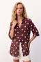 Polka Dot Patterned Shirt - Burgundy - 2