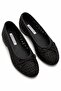 Duro Bowknot Straw Detailed Leather Ballerinas Black