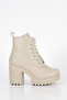 Jvl 207 Lace-Up Detail High Heel Boots-Nude-Leather