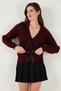 Premium Regular Fit V Neck Bow Tie Detail Knit Patterned Knitwear Cardigan Cardigan 680Kz194 - 5