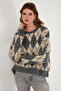 Oversize Fit Crew Neck Argyle Pattern Soft Texture Pullover Sweatshirt 4616223 - 5