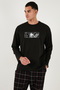 Plaid Cotton Regular Fit High Waist Crew Neck Pajama Set Men's Pajama Set 65740 - 5