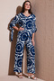 Patterned Regular Fit Three Quarter Sleeve V-Neck Bottom-Top Suit 5865357 - 3