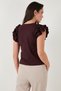 Cotton Sleeves Frilly Slim Fit Crew Neck T Shirt T SHIRT5864500 - 6