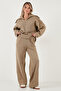 Cotton Oversize Fit Half Zipper Collar Long Sleeve Knitwear Suit Set 68351218 - 3