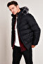 Slim Fit Faux Fur Plush Lined Removable Hooded Sweater Men's COAT 5761080 B - 8