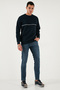 Cotton Stripe Detailed Relaxed Fit Crew Neck Sweat Men's Sweat 5901227 - 3