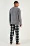 Plaid Regular Fit Crew Neck Winter Fleece Pajama Set Men's Pajama Set 609610013W4 - 6