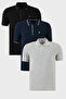 Cotton Regular Fit Stripe Detailed Buttoned Polo Collar 3-Pack t Shirt Men's t Shirt 5902118