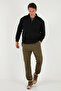 Cotton Regular Fit Half Zipper Stand Collar Sweat Men's Sweat 5905470 - 2
