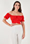 Regular Fit Madonna Collar Lacing Detailed Crop Blouse Bluz 6527017 - 6
